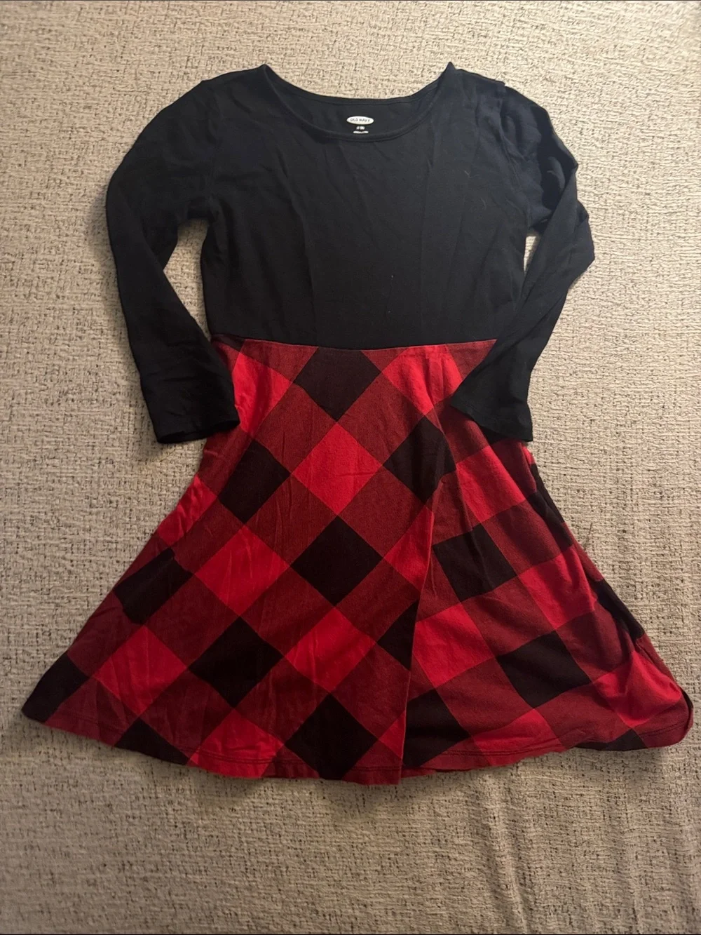 Old Navy Black & Red Plaid Skater Dress